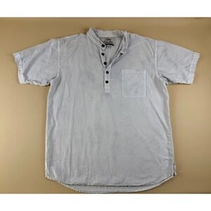 Coastal Minimalist Henley Shirt Organic Cotton Blue Medium Cotton Collection
